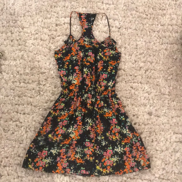 Small Parker silk dress - black with warm florals - Picture 4 of 5